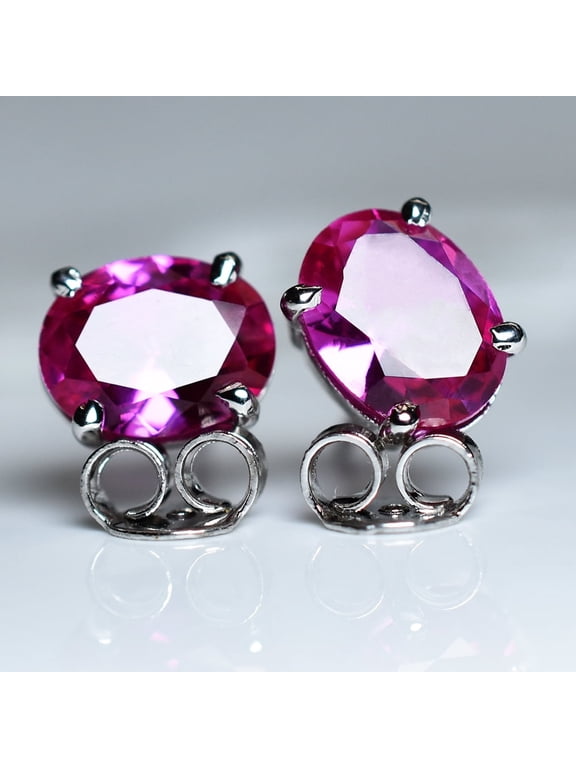 NATURAL Pink Ruby 12.85 Ct CERTIFIED Oval Cut Gems Earring Pair Free Delivery
