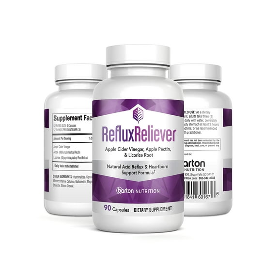 NATURAL REFLUX & HEARTBURN SUPPORT FORMULA    Apple Cider Vinegar, Apple Pectin, and Licorice Root