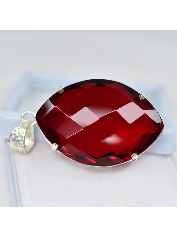 NATURAL Red Topaz 132 Ct Marquise 925 Starling Silver Pendant Certified Gemstone