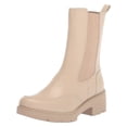 thumbnail image 1 of NATURAL SKIN Womens Beige Pull Tab Goring Cushioned Domino Round Toe Block Heel Leather Chelsea 10 M, 1 of 4
