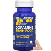 NATURAL STACKS Dopamine Brain Food - 650mg L-Tyrosine Supplement - Dopamine Supplement for Focus & Mental Drive - Supports Mental Energy - Neurotransmitter Support with B Vitamins - 60 Capsules