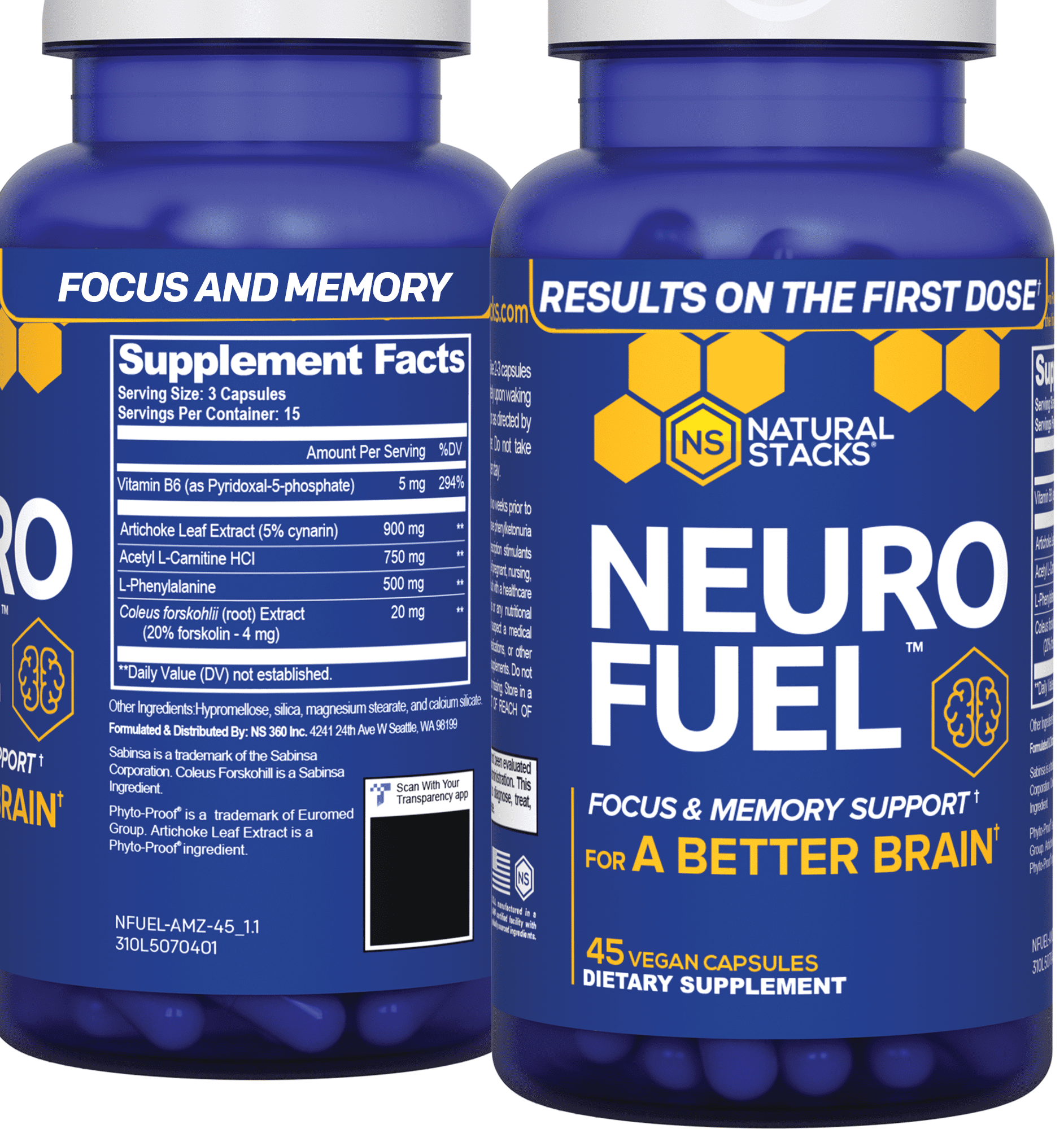 NATURAL STACKS NeuroFuel Nootropic Brain Supplement Improved Focus