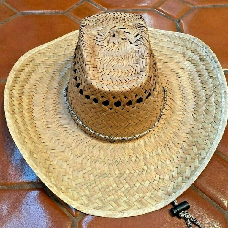 NATURAL Straw HAT Sombrero Summer BEACH Cowboy Western MADE IN MEXICO  curved - New with box/tags