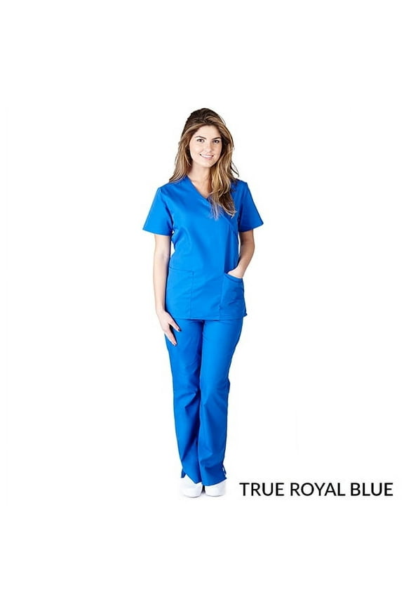 - FREE SHIPPING WOMEN SOLID MOCK WARP TIE BACK SCRUB SET