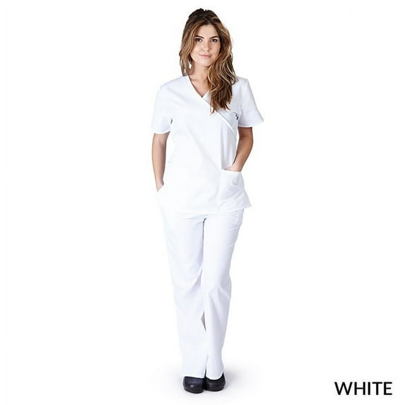 NATURAL UNIFORMS - FREE SHIPPING WOMEN SOLID MOCK WARP TIE BACK SCRUB SET