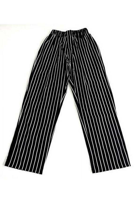 Unisex Black & White stripe Baggy Chef Pants XS Chalk Stripe