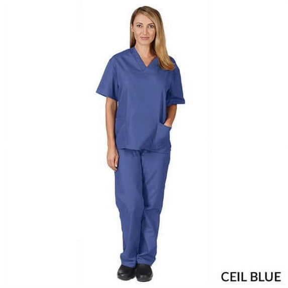 NATURAL UNIFORMS WOMENS SOLID V-NECK SCRUB SET FREE SHIPPING