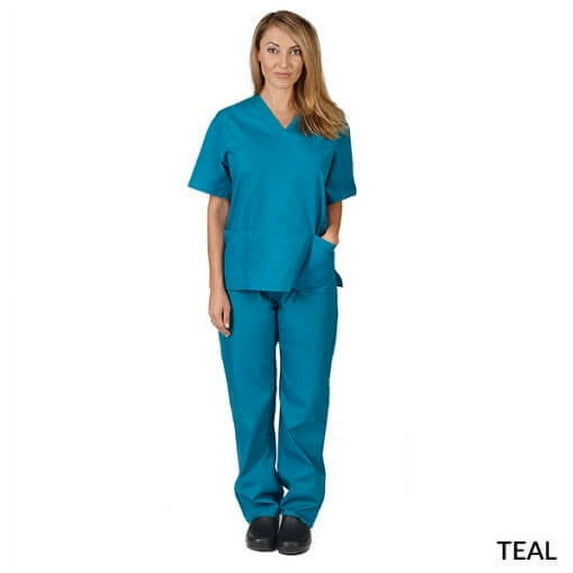 NATURAL UNIFORMS WOMENS SOLID V-NECK SCRUB SET FREE SHIPPING