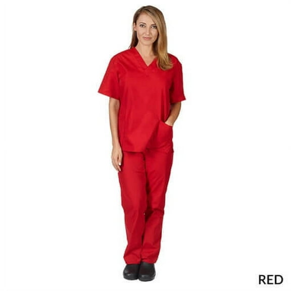 NATURAL UNIFORMS WOMENS SOLID V-NECK SCRUB SET FREE SHIPPING