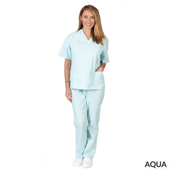 NATURAL UNIFORMS WOMENS SOLID V-NECK SCRUB SET FREE SHIPPING