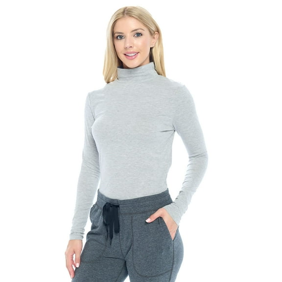 NATURAL UNIFORMS Women's Long Sleeve Turtle-Neck T-Shirt Under Scrub (Heather Charcoal, Small)