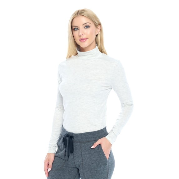 NATURAL UNIFORMS Women's Long Sleeve Turtle-Neck T-Shirt Under Scrub (Heather Grey, X-Large)