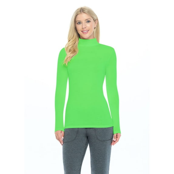 NATURAL UNIFORMS Women's Long Sleeve Turtle-Neck T-Shirt Under Scrub (Lime Green, Small)