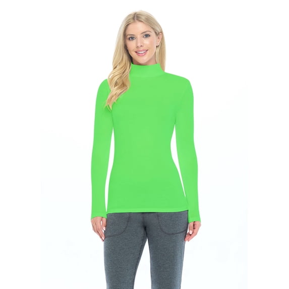 NATURAL UNIFORMS Women's Long Sleeve Turtle-Neck T-Shirt Under Scrub (Lime Green, X-Small)