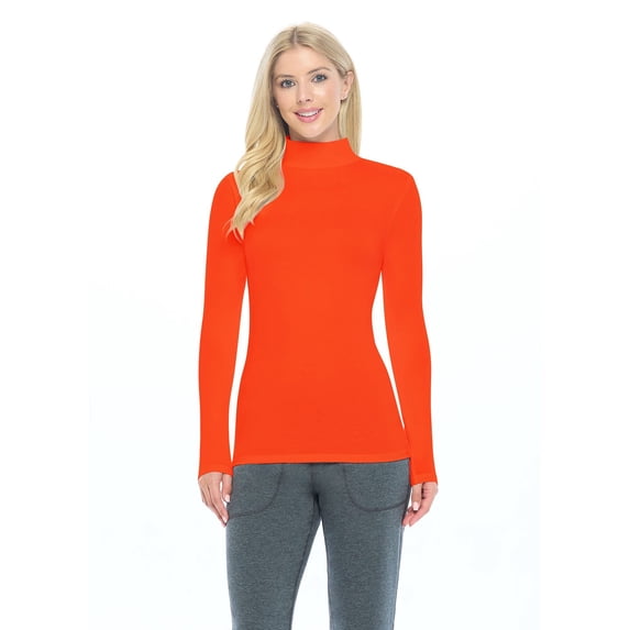NATURAL UNIFORMS Women's Long Sleeve Turtle-Neck T-Shirt Under Scrub (Orange, X-Large)