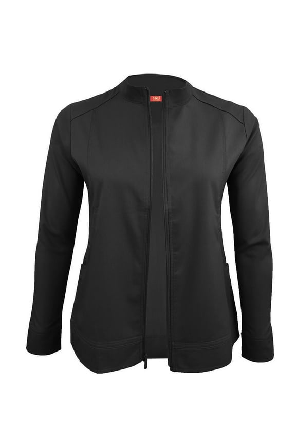Women's Ultra Soft Front Zip Warm-Up Scrub Jacket 5200 (Black, 2X-Large)
