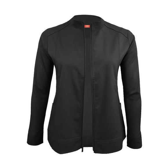 NATURAL UNIFORMS Women's Ultra Soft Front Zip Warm-Up Scrub Jacket 5200 (Black, X-Large)