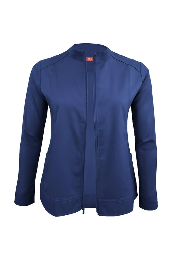 Women's Ultra Soft Front Zip Warm-Up Scrub Jacket 5200 (True Navy Blue, Large)