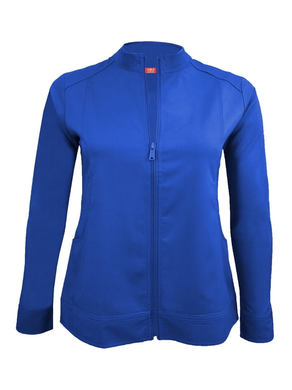 Women's Ultra Soft Front Zip Warm-Up Scrub Jacket 5200 (True Royal Blue, X-Large)