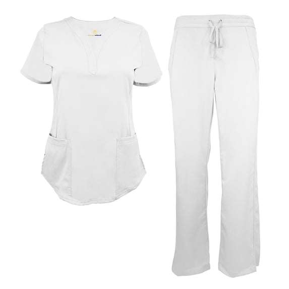 NATURAL UNIFORMS Womens STRETCH SCRUB SET With V-NECK TOP