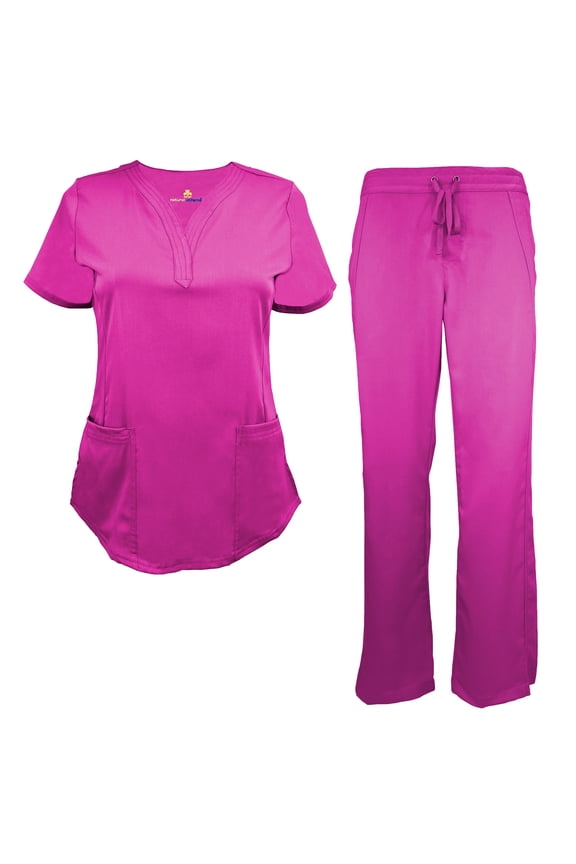 Womens STRETCH SCRUB SET With V-NECK TOP