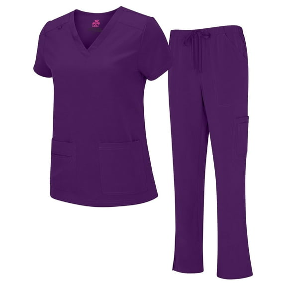 NATURAL UNIFORMS Womens Scrub Set Lightweight Stretch with 12 Pockets