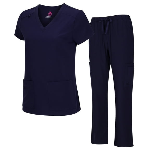 NATURAL UNIFORMS Womens Scrub Set Lightweight Stretch with 12 Pockets