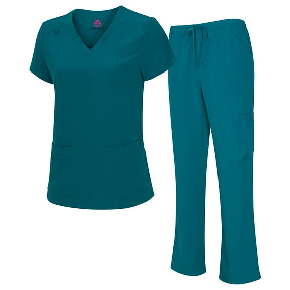 NATURAL UNIFORMS Womens Scrub Set Lightweight Stretch with 12 Pockets