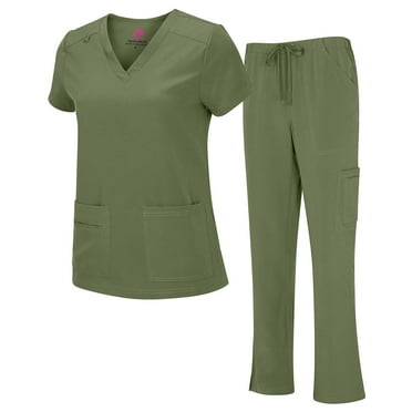 NATURAL UNIFORMS Womens Scrub Set Lightweight Stretch with 12 Pockets