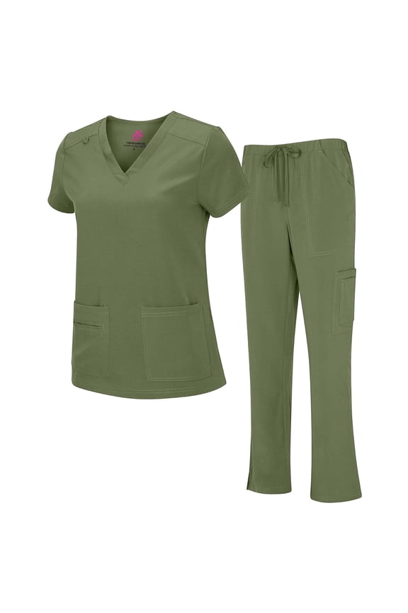 Womens Scrub Set Lightweight Stretch with 12 Pockets