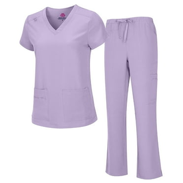 NATURAL UNIFORMS Womens Scrub Set Lightweight Stretch with 12 Pockets
