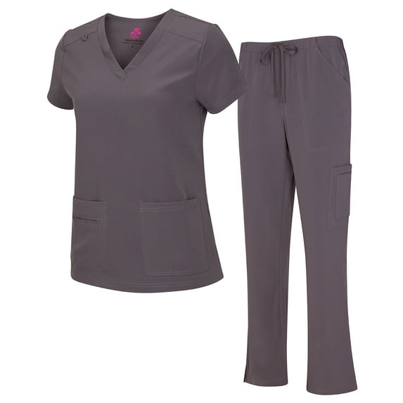 NATURAL UNIFORMS Womens Scrub Set Lightweight Stretch with 12 Pockets