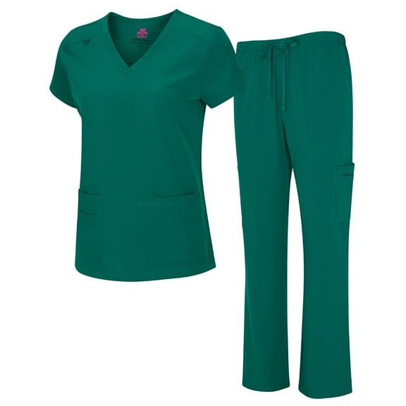 NATURAL UNIFORMS Womens Scrub Set Lightweight Stretch with 12 Pockets