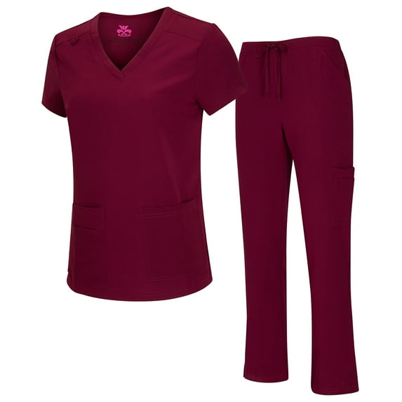 NATURAL UNIFORMS Womens Scrub Set Lightweight Stretch with 12 Pockets