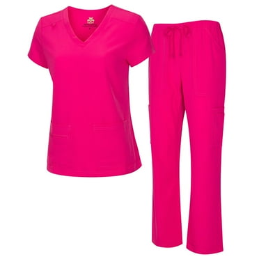 NATURAL UNIFORMS Womens Scrub Set Lightweight Stretch with 12 Pockets
