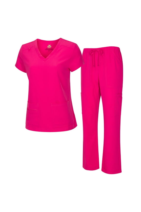 Womens Scrub Set Lightweight Stretch with 12 Pockets