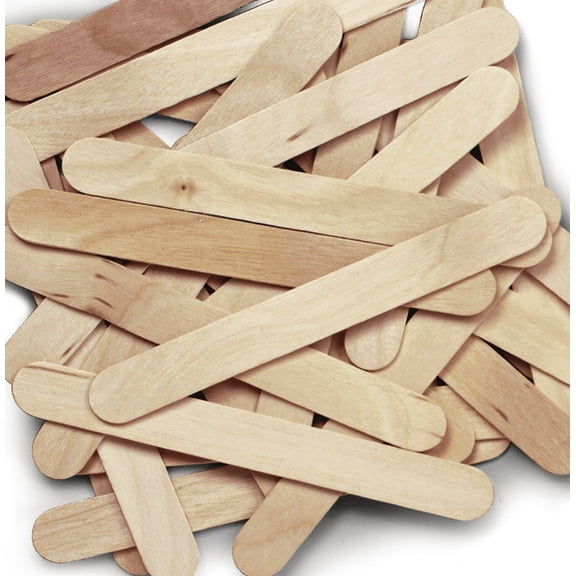 NATURAL WOODEN POPSICLE STICKS Wood Craft Stick School Art; 4.5" x 3/8"; 100 Sticks