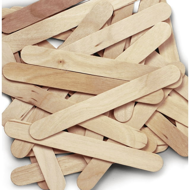 NATURAL WOODEN POPSICLE STICKS Wood Craft Stick School Art; 4.5" x 3/8"; 100 Sticks