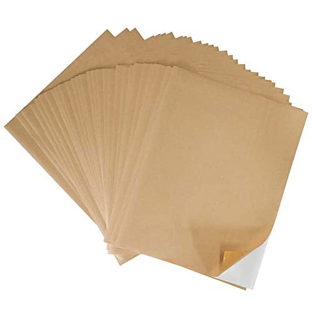 NATURALABEL 30 Full Sheets Sticky Printable Brown Kraft Paper Sticker ...