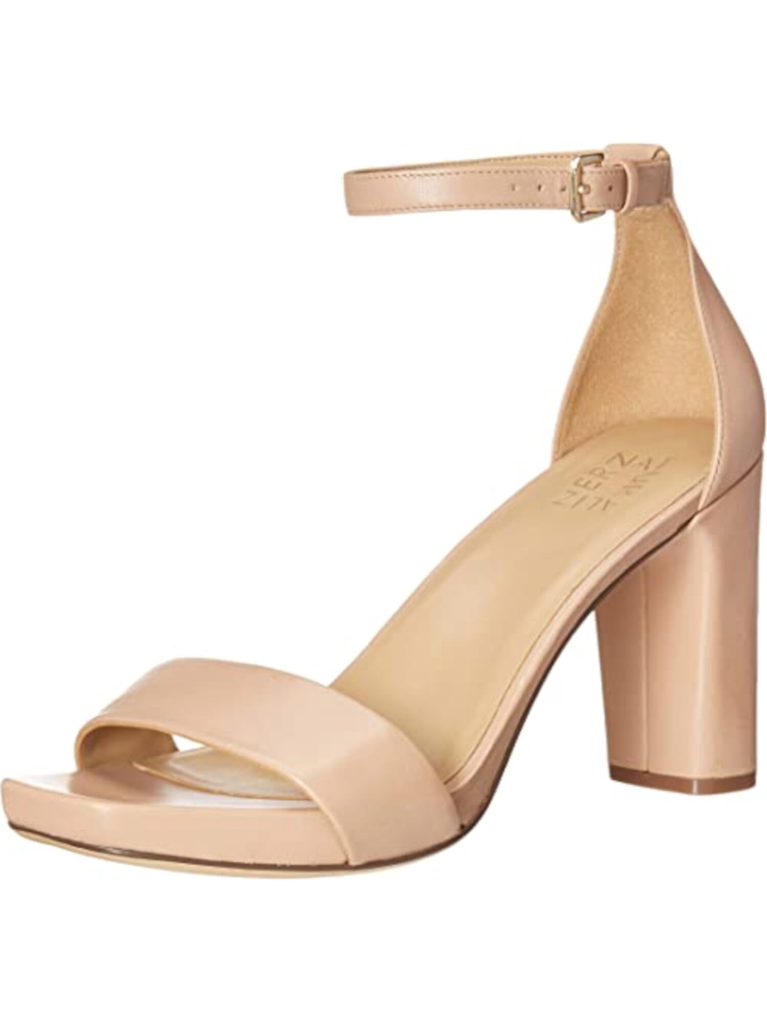 AQUA Womens Beige Adjustable Strap Cushioned Milo Round Toe Block Heel Buckle Dress Sandals Shoes M main image 1