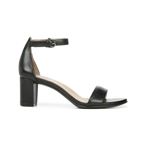 NATURALIZER Womens Black Almond Toe Block Heel Buckle Leather Dress Sandals 9.5