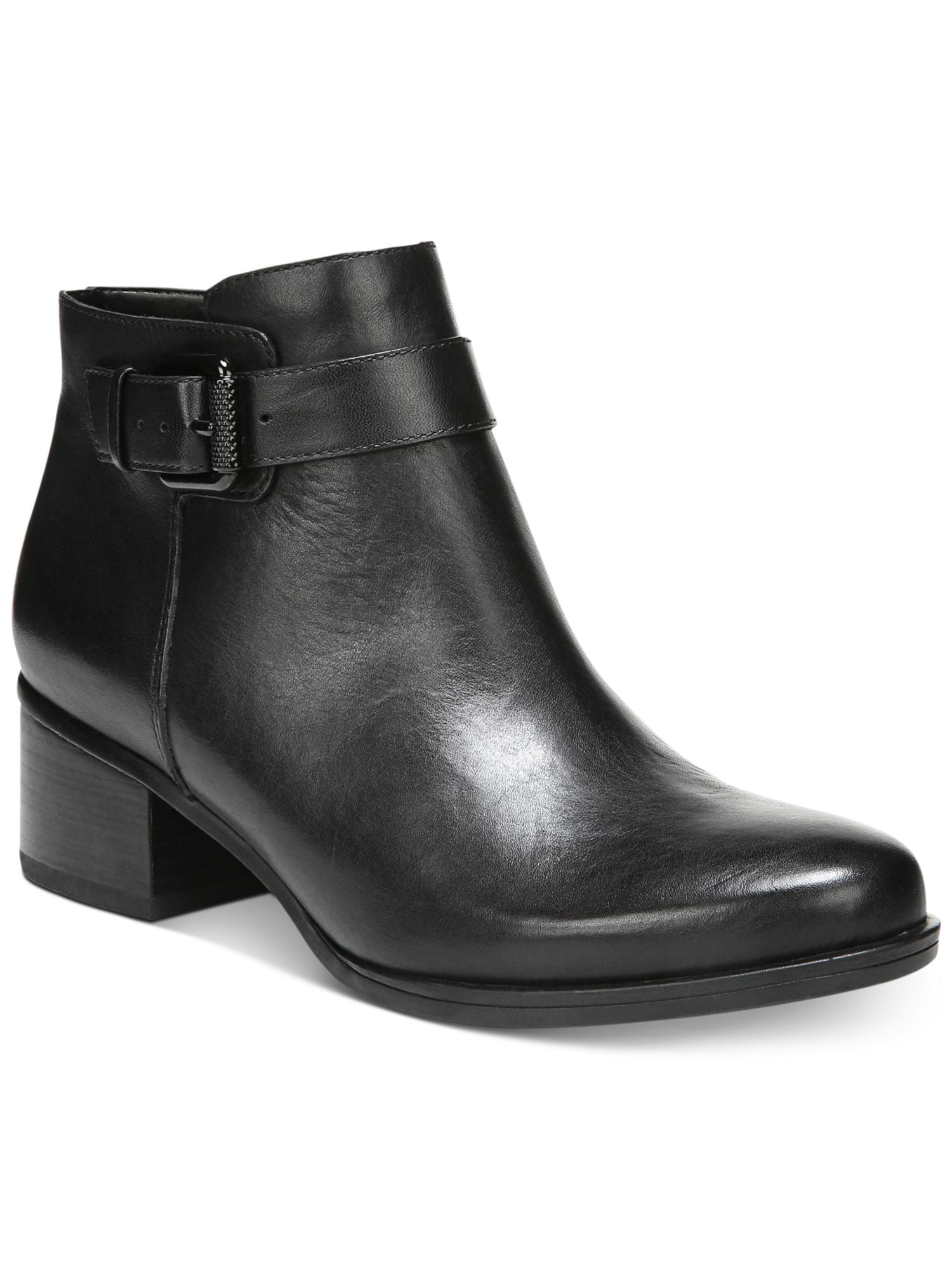 NATURALIZER Womens Black Buckle Accent Garrison Round Toe Block Heel Zip-Up Riding Boot M main image 1