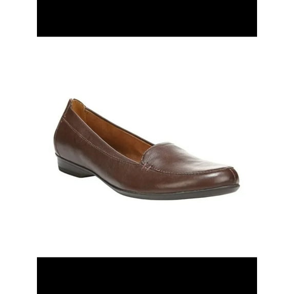NATURALIZER Womens Brown N5 Comfort System Flexible Soleplate Cushioned Saban Round Toe Block Heel Slip On Leather Flats 9.5 M