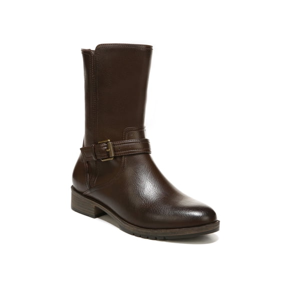 NATURALIZER Womens Chocolate Brown Padded Buckle Accent Non-Slip Gloriah Round Toe Block Heel Zip-Up Moto 8.5 M