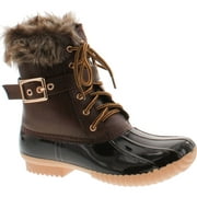 NATURE BREEZE DUCK-01 Women's Chic Lace Up Buckled Duck Waterproof Snow Boots