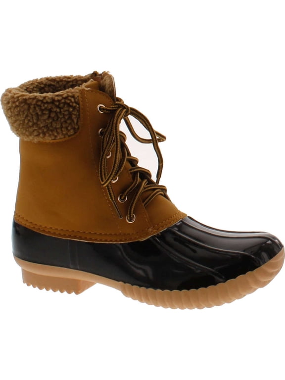 DUCK-02 Women Stitching Lace Up Side Zip Waterproof Insulated Boot, Wheat, 6