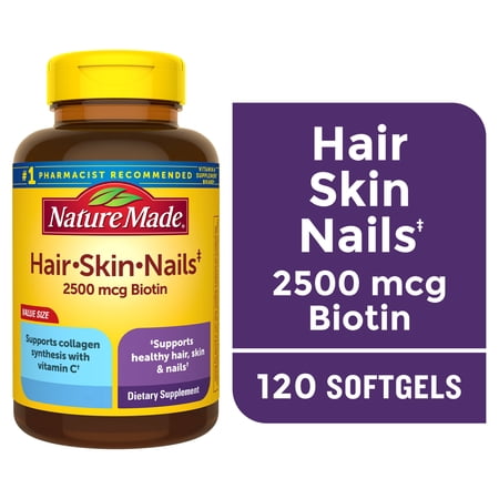 Nature Made Hair Skin and Nails with Biotin 2500 mcg Softgels, 120 Count