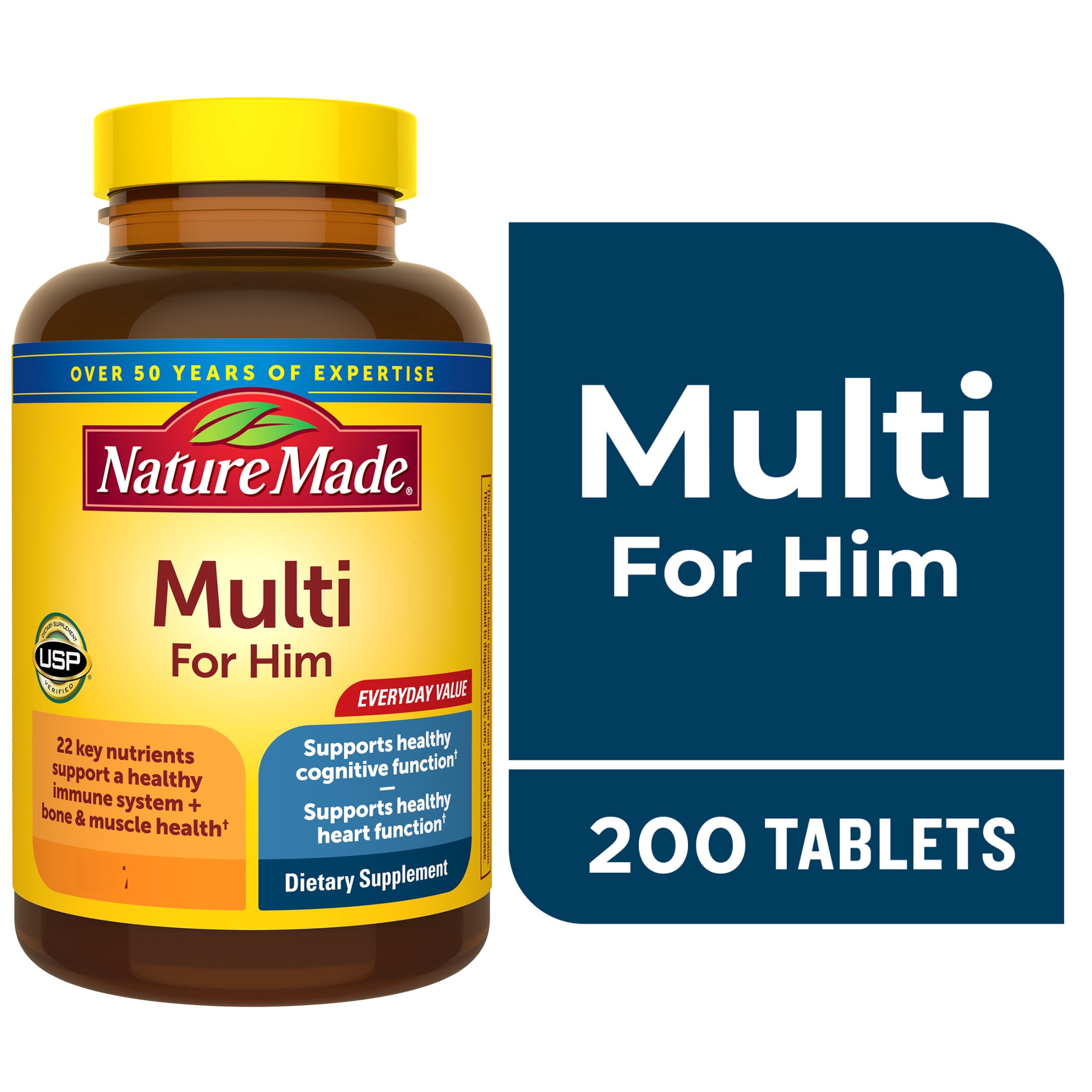 Nature Made Multivitamin For Men with No Iron Tablets, Mens Multivitamin, 200 Count