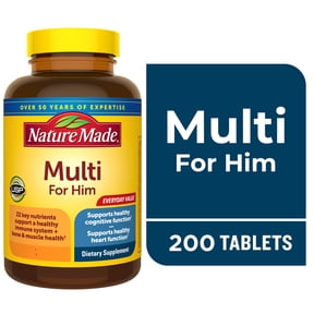 Nature Made Multivitamin For Men with No Iron Tablets, Mens Multivitamin, 200 Count