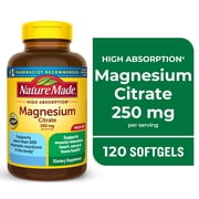 Nature Made Magnesium Citrate 250 mg per Serving Softgels, Magnesium Supplement, 120 Count